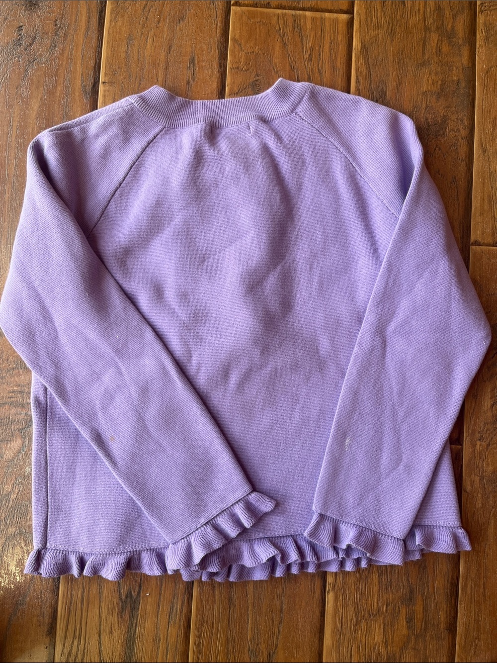 Kenar Lavender Ruffle Button-Front Sweater - Picture 6 of 7